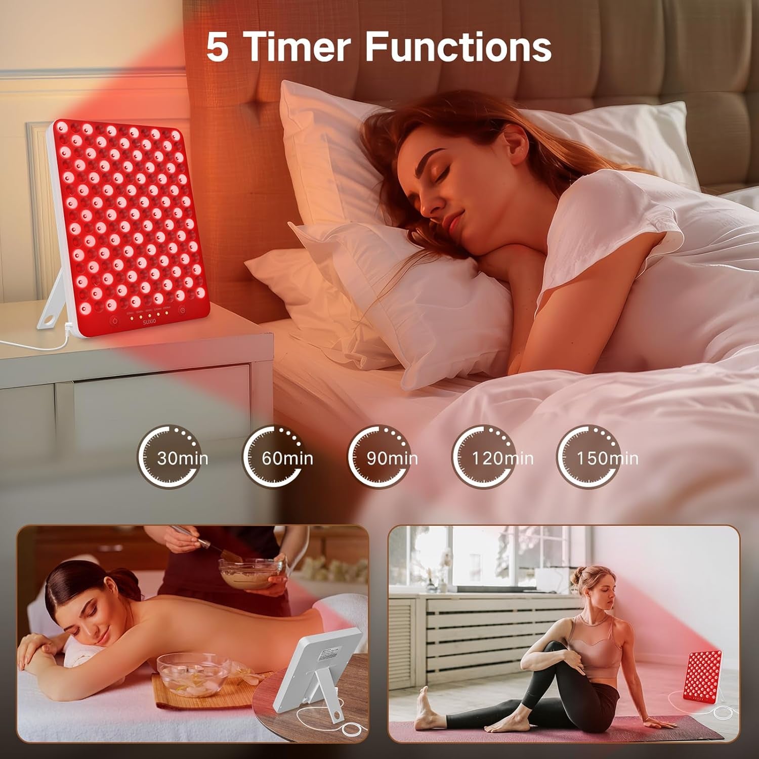 Revitalize Your Skin with Our Portable Red Light Therapy Lamp - 165 LED Panel for Face & Body, Deep 660Nm - 850Nm Infrared with Eye Protection