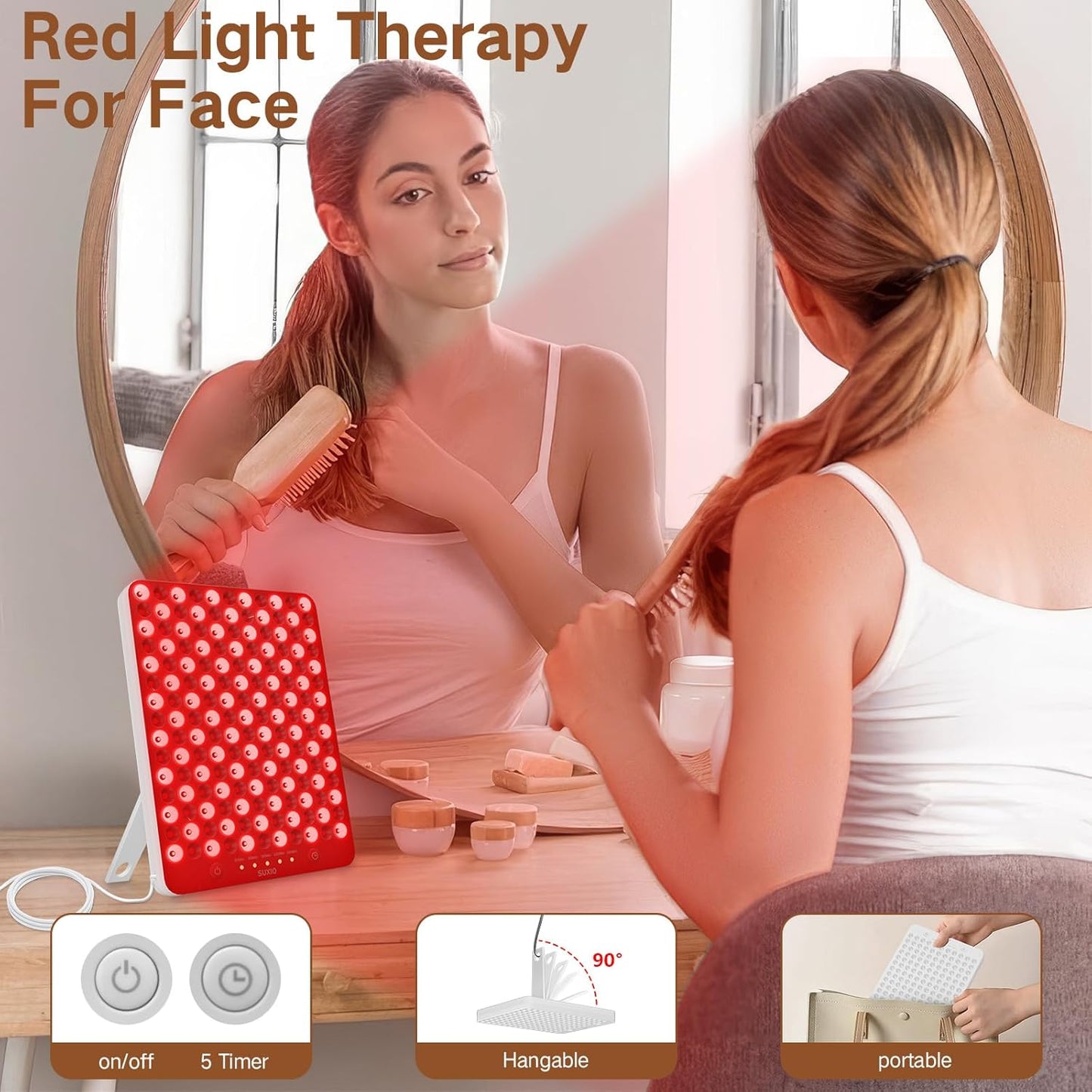 Revitalize Your Skin with Our Portable Red Light Therapy Lamp - 165 LED Panel for Face & Body, Deep 660Nm - 850Nm Infrared with Eye Protection