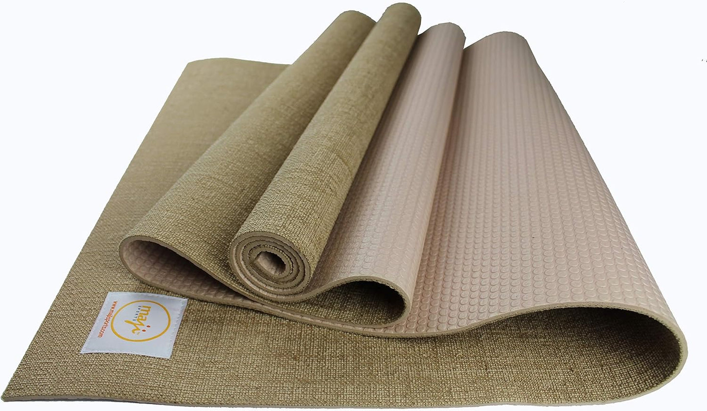 Maji Sports Eco-Friendly Jute Yoga Mat with Foot Massager - Premium Quality for Ultimate Comfort