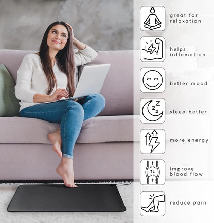 Grounding Mat Earthing Foot Mat EMF Recovery Grounded Cord to Improve Inflammation Reconnect to the Earth 40X60Cm for Home ﻿