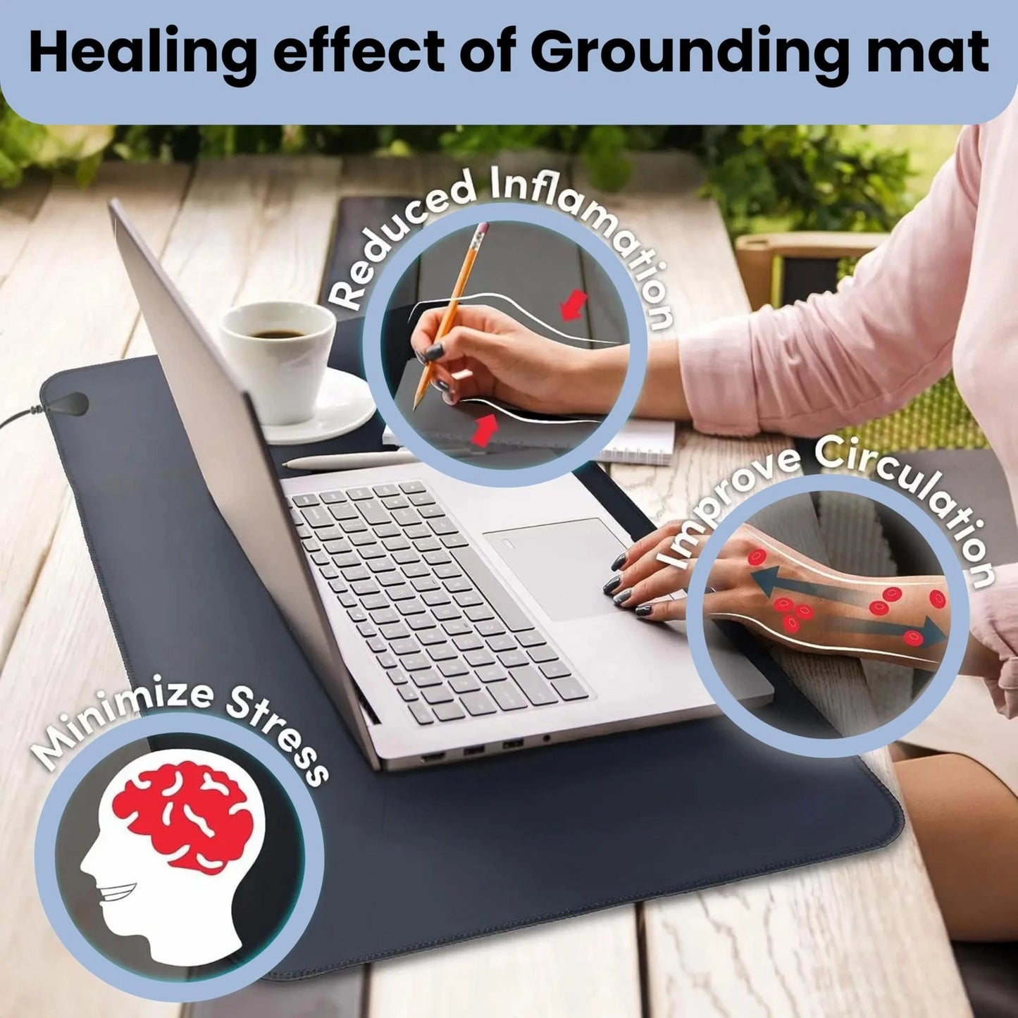Grounding Mat Earthing Foot Mat EMF Recovery Grounded Cord to Improve Inflammation Reconnect to the Earth 40X60Cm for Home ﻿